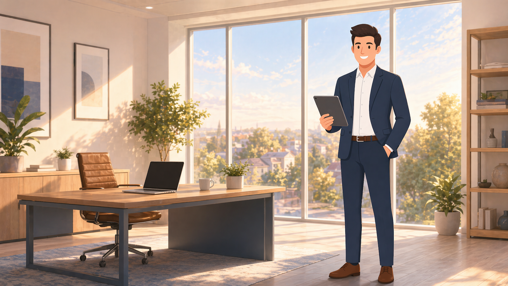 Real estate agent in office